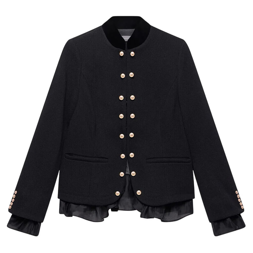 Mint Velvet Black Military Wool Blend Jacket